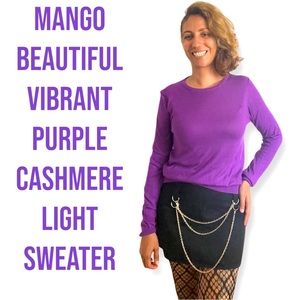 Mango Classic Cashmere Fine Knit  Purple Sweater excellent Preown !!